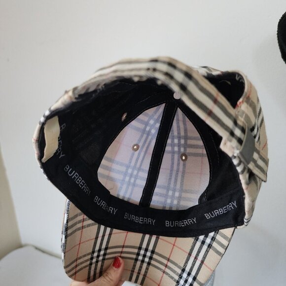 Burberry Unisex Strapback Hat Plaid One Size Adjustable Nova Check - Picture 5 of 8